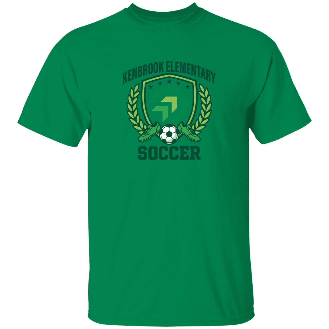 kenbrook-elementary-bold-mascot-gildan-5-3-oz-t-shirt — Turf Green — Front — source sha256 63dd1eaa03c96cb5def78759d74b23dadcaff152453bf030a8e9e3194d61ad8e — Color position 3