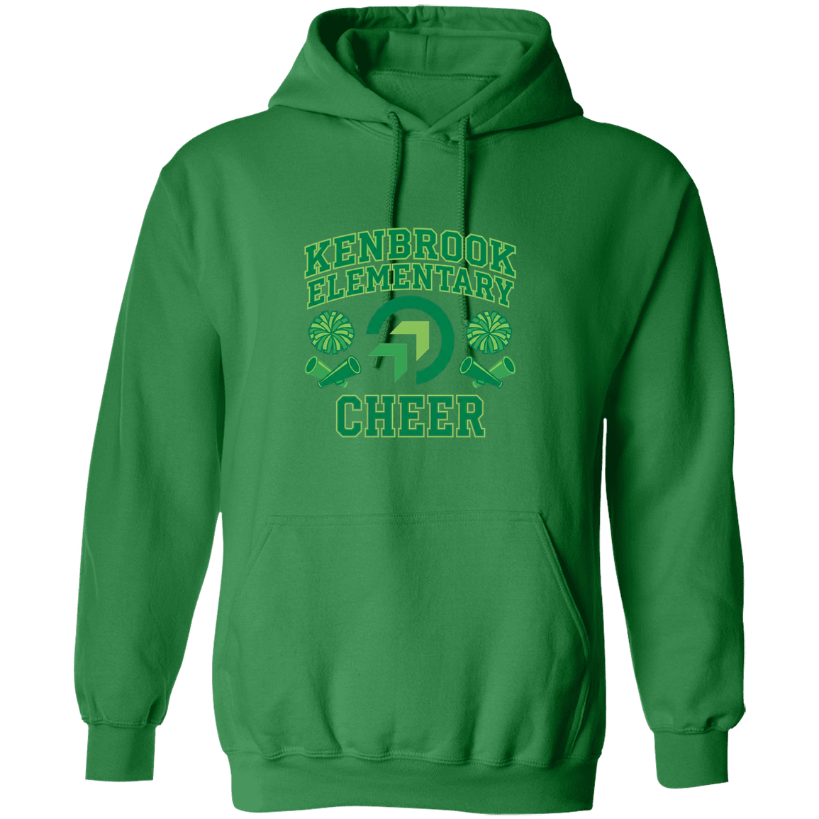 kenbrook-elementary-varsity-arch-gildan-pullover-hoodie — Irish Green — Front — source sha256 f22ff9b1c69e6332edf85af7d4b2fd018458a3911bec6003cdf95a6977bf5cd1 — Color position 3