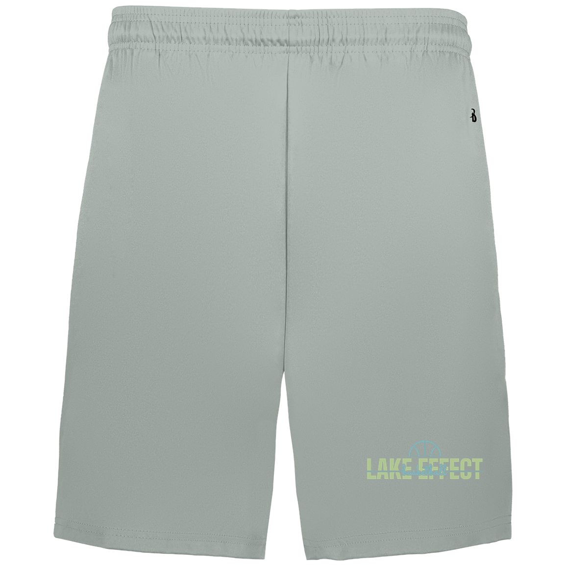 lake-effect-legends-dome-script-badger-adult-b-core-7-inch-short-with-pockets — Silver — Front — source sha256 c542527679a6ac5f8a73d9e2c2df5f0f2e2069db5afb43d0b21cf4a162b55101 — Color position 3