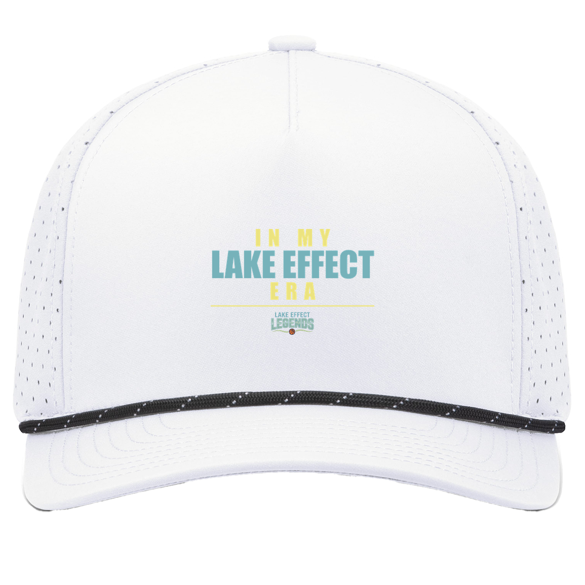 lake-effect-legends-era-stack-pacific-headwear-weekender-perforated-snapback-cap — White/Black — Front — source sha256 06f05d135a916bf0b78bb61f2b8e9e783b4cccc73a2991f0c7f7177fffbdd421 — Color position 7