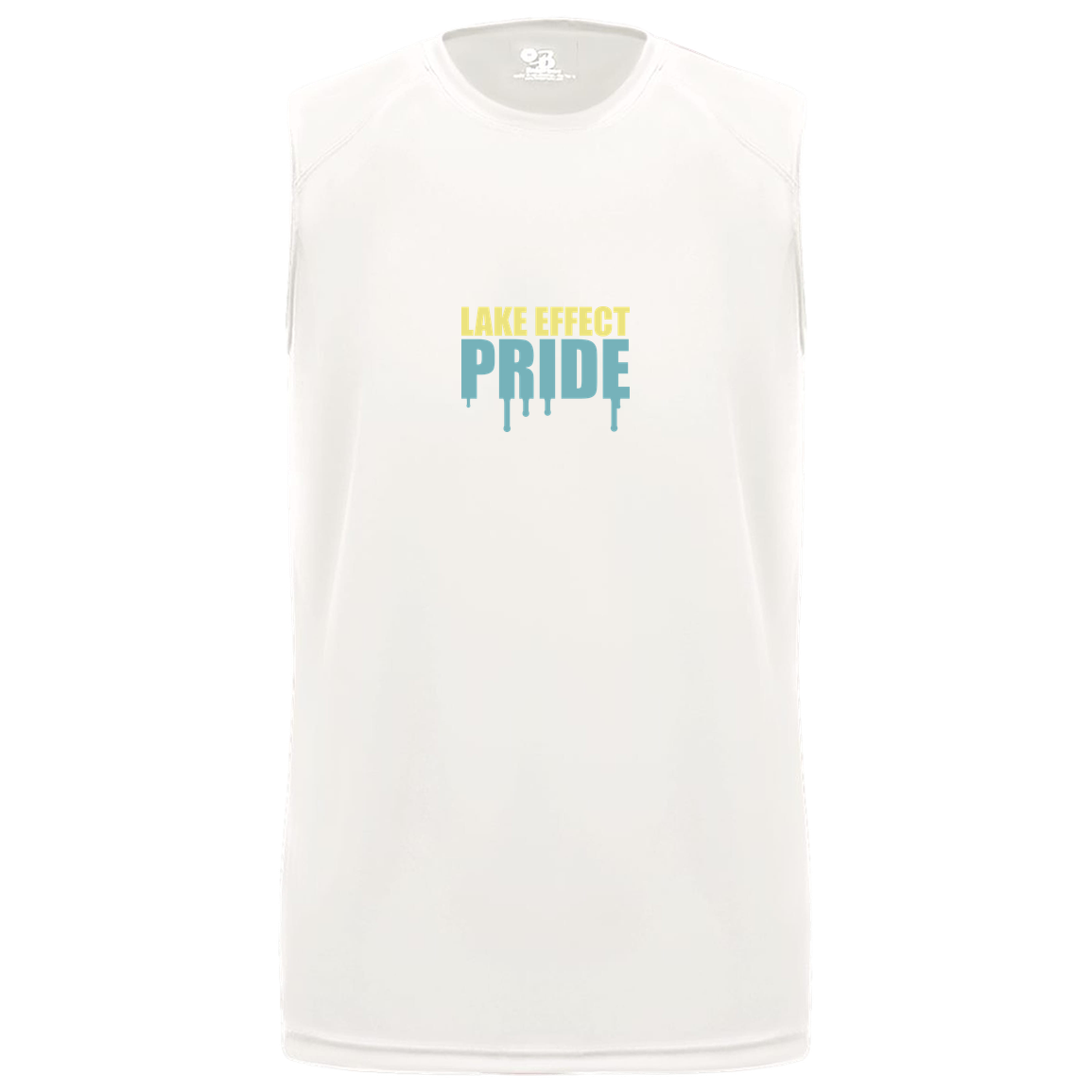 lake-effect-legends-pride-drip-badger-b-core-sleeveless-performance-tee — White — Front — source sha256 f2272aa185ae3d45c4ad99cdd291fcf9d40a7dd1288ce019f399440b682f3fc5 — Color position 4