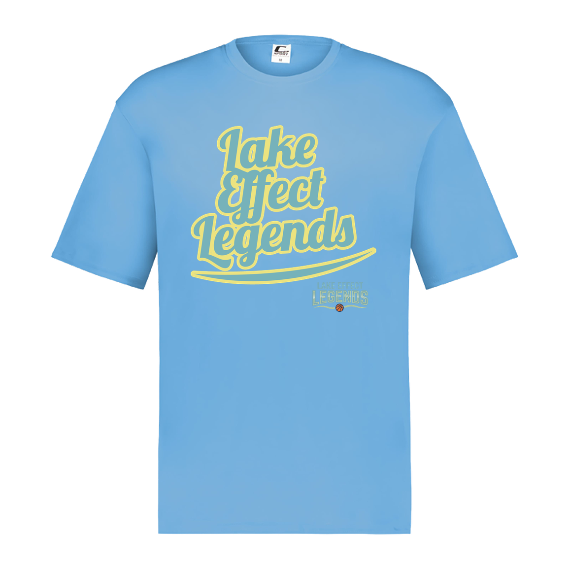 lake-effect-legends-retro-script-c2-mens-performance-short-sleeve-tee — Columbia Blue — Front — source sha256 c0cac404f9f174d80d2e1ef29d04ab6597ab27af1e22898f33145412f0bb1121 — Color position 5