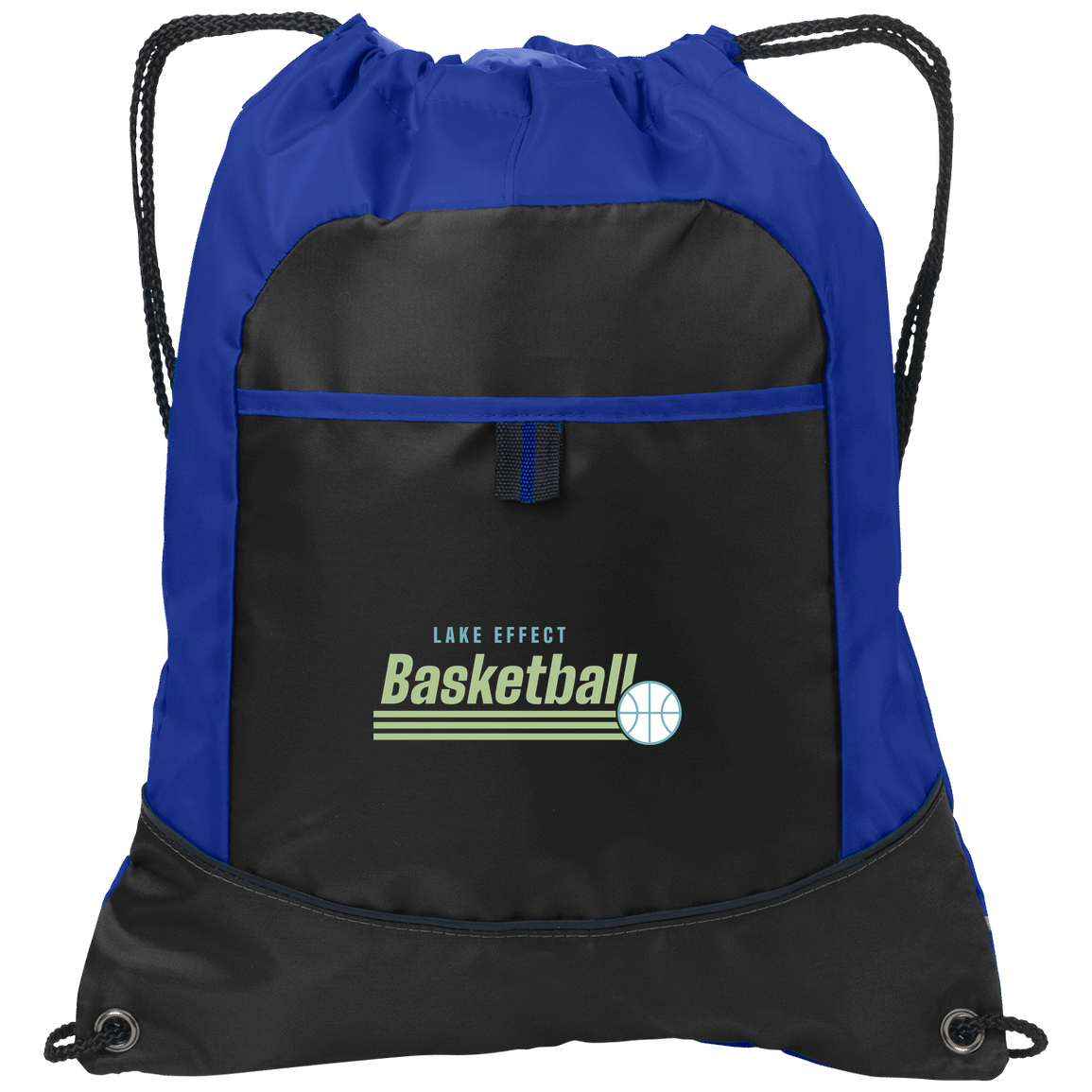 lake-effect-legends-retro-stripes-port-authority-pocket-cinch-pack — Black/Hyper Blue — Front — source sha256 98c7b31e7d8125b85e14cb63d4894e7f6a984c610d6f43d2e11e4c1e13b2e40a — Color position 2