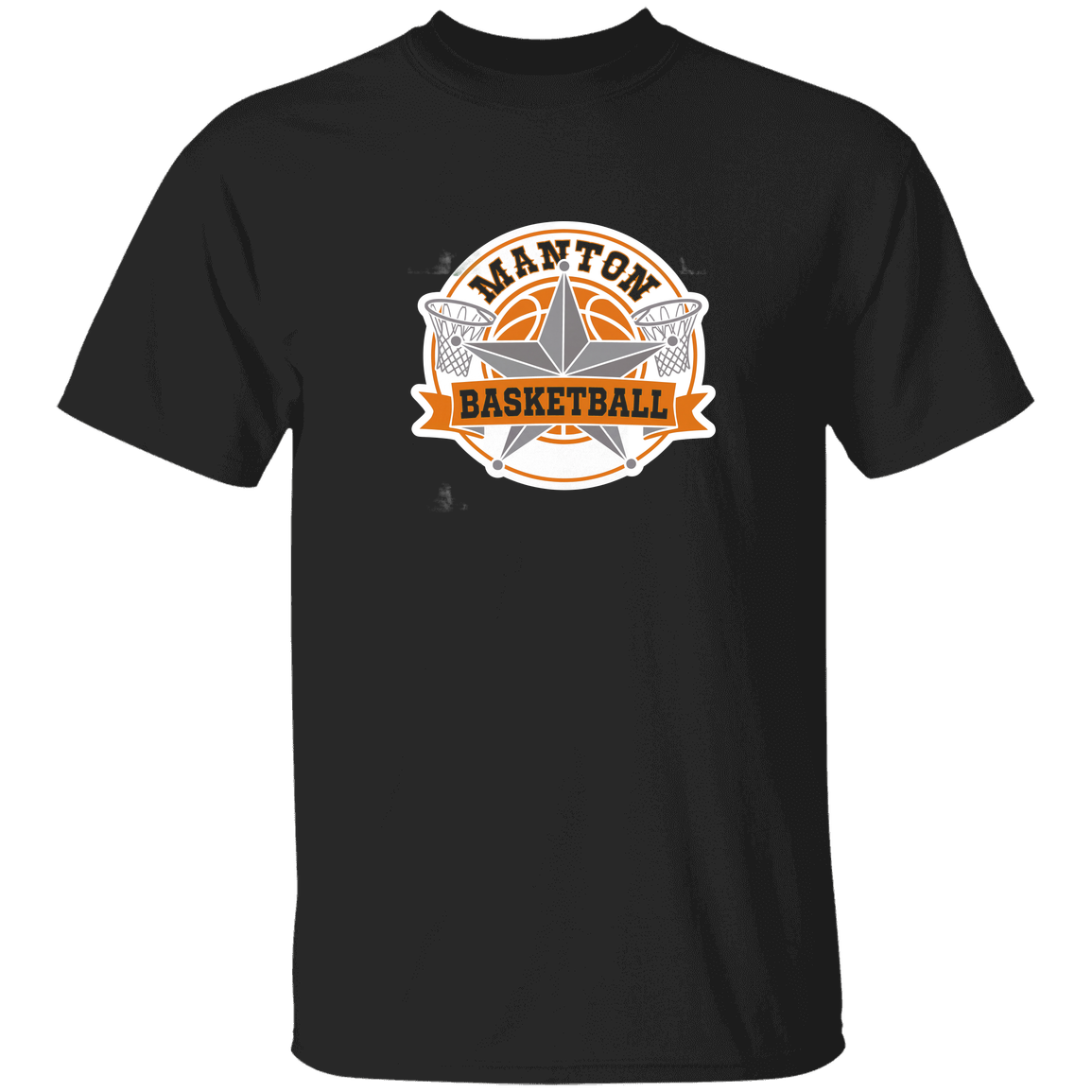 manton-bold-mascot-white-gildan-5-3-oz-t-shirt — Black — Front — source sha256 1f8b840b154aaf883b2a3236f109ff65cc7594900b9177d048fab797937592cb — Color position 1