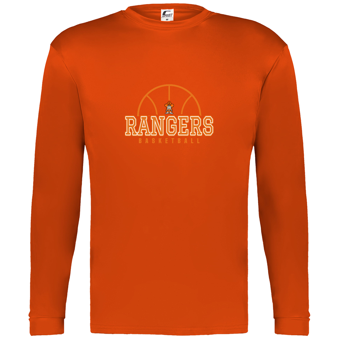manton-elementary-ball-dome-c2-mens-performance-long-sleeve-tee — Orange — Front — source sha256 4758db1232956f73ace9e74072d26aa07a3ab6973eb7c4d7006b3934e1cc3c88 — Color position 5