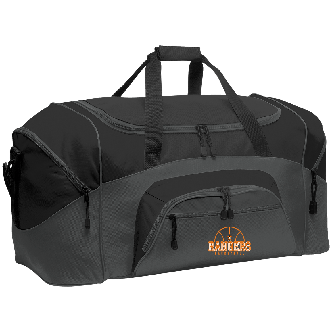 manton-elementary-ball-dome-port-company-sport-duffel — Dark Charcoal/Black — Front — source sha256 c495eabeba5a7f3dcd7f0c4a6a83264419f1a90c2037a93824476534ac53befb — Color position 2