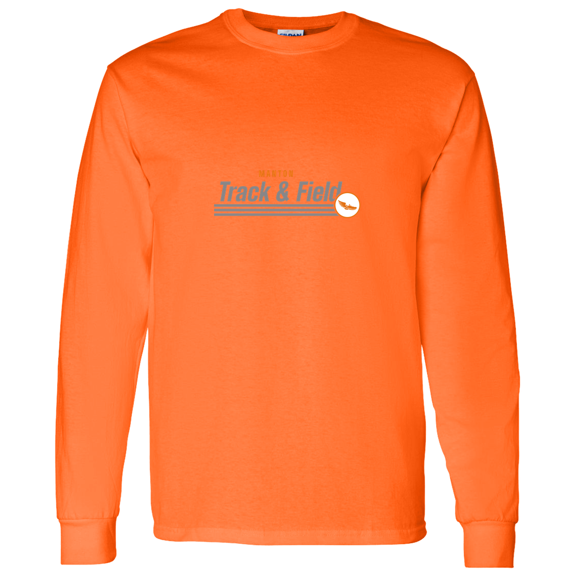 manton-retro-stripes-gildan-ls-t-shirt-5-3-oz — Safety Orange — Front — source sha256 1d6cc1dfa0671921b806df0ac188e257857c847dac67b71e97c02cc2bc1082d7 — Color position 3