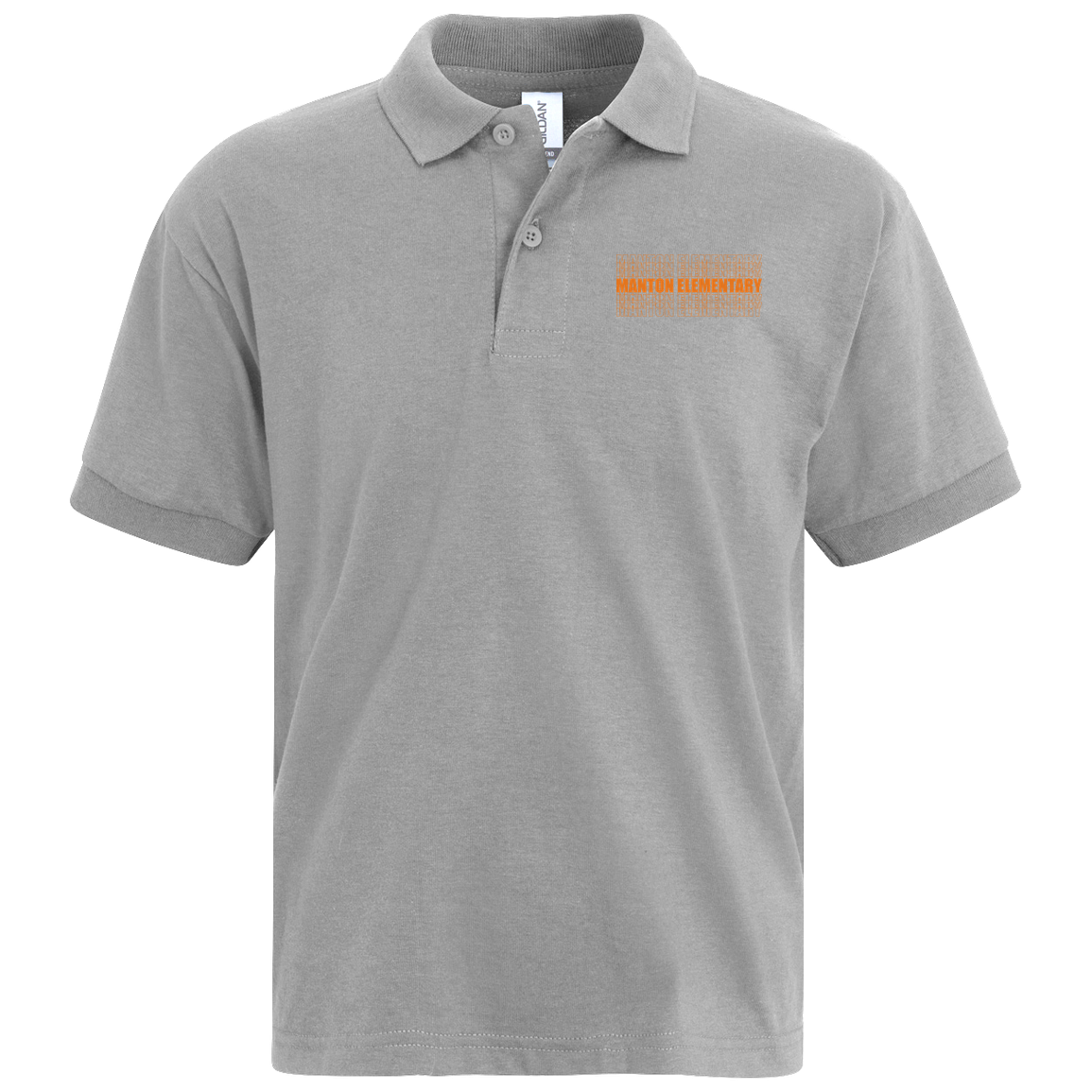 manton-stacked-echo-gildan-kids-jersey-polo — Sport Grey — Front — source sha256 297848b5b2858e5370056357d01c5d78c196f0b9dc23f57bf68fcfac48560060 — Color position 3