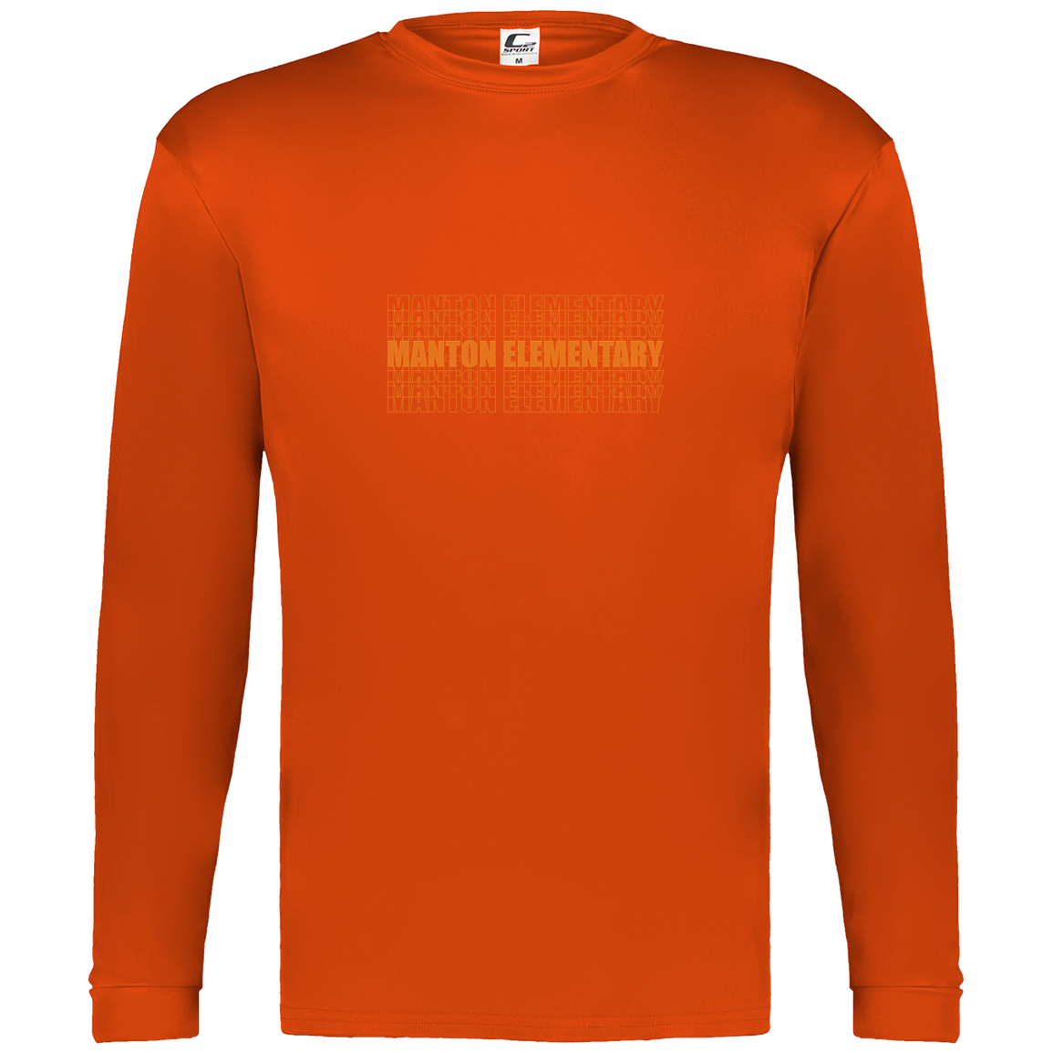manton-stacked-echo-c2-mens-performance-long-sleeve-tee — Orange — Front — source sha256 401d420b75db2d749cdd1e717a7ab6f84a7219ef69f9af11f82390748a41a780 — Color position 5