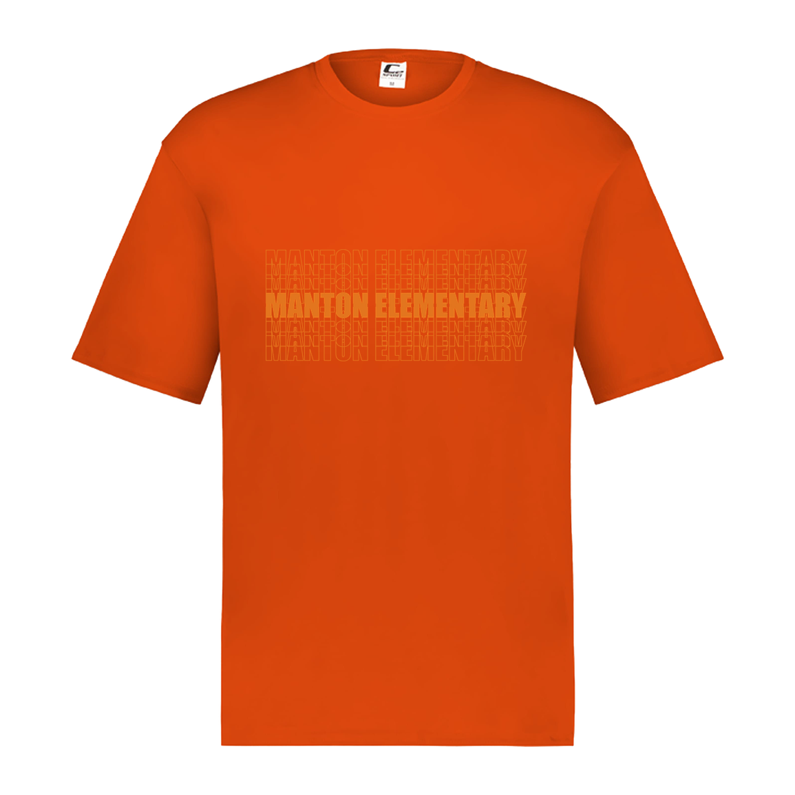 manton-stacked-echo-c2-mens-performance-short-sleeve-tee — Orange — Front — source sha256 ab7f15827dbc03aa236d626d731b3de14eda58b9241be2085e9f452ecc162af5 — Color position 5