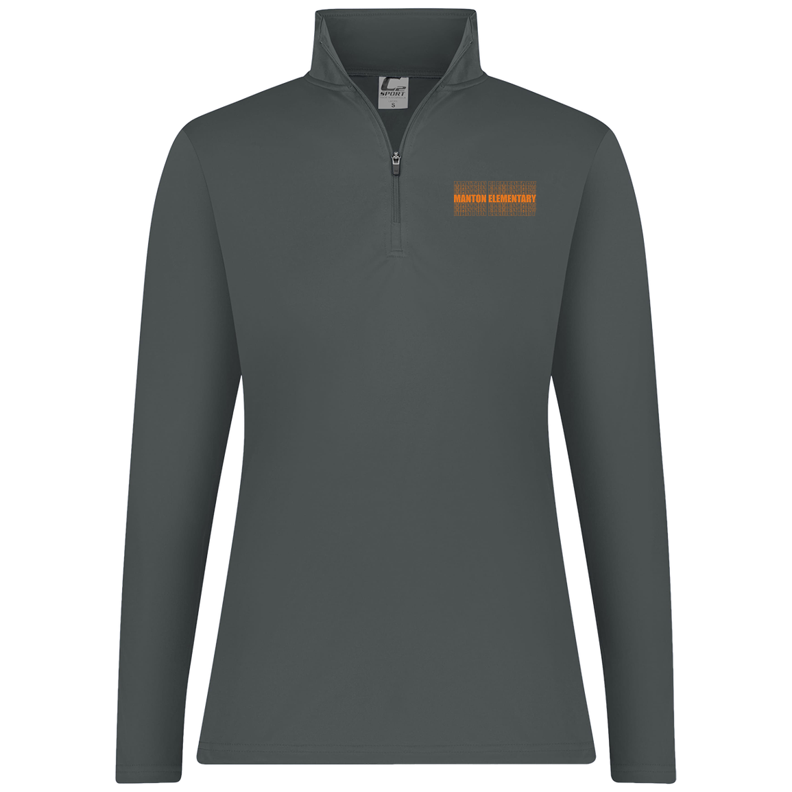 manton-stacked-echo-c2-womens-1-4-zip-pullover — Graphite — Front — source sha256 b06586f81b9d7283bb9a1d89902bbe90a445564a173437be1195becb3c37c231 — Color position 4