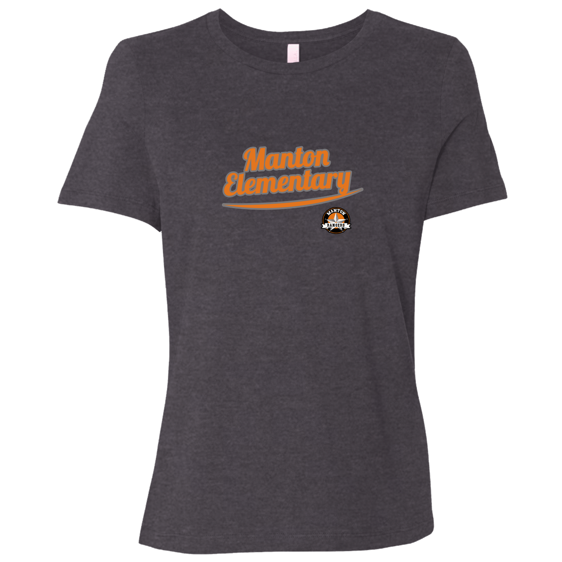 manton-vintage-script-bella-canvas-ladies-relaxed-jersey-short-sleeve-t-shirt — Dark Grey Heather — Front — source sha256 cd3bbee776661f04ad1bde3404947a58183f67bb3026cdda9f717f1b96e23463 — Color position 6