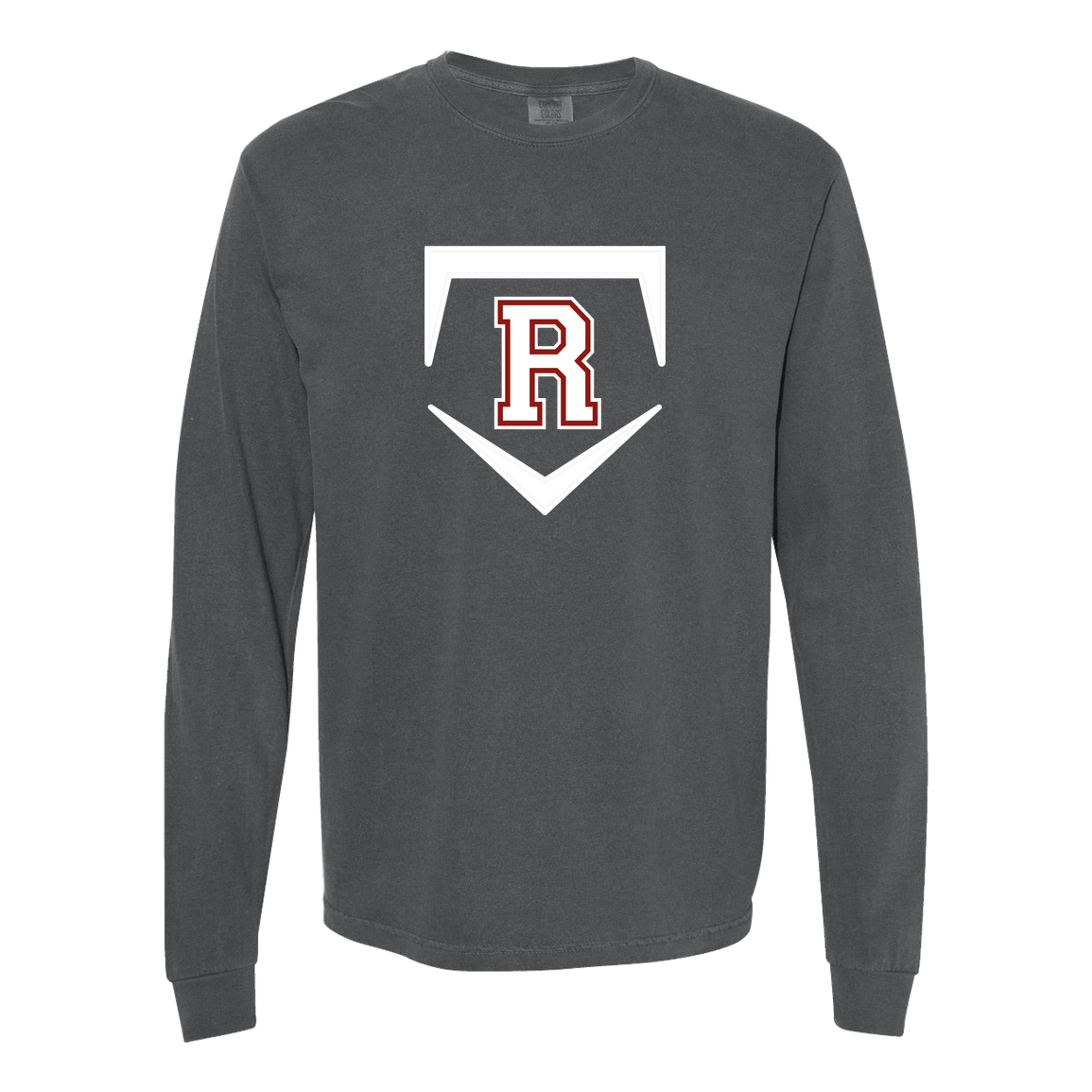 rally-softball-rally-base-original-white-comfort-colors-adult-heavyweight-long-sleeve-tee — Pepper — Front — source sha256 75727c3edeeed9ee5d183bfa8047517ecc52d739736047e06d304ba4ce2e1df6 — Color position 2