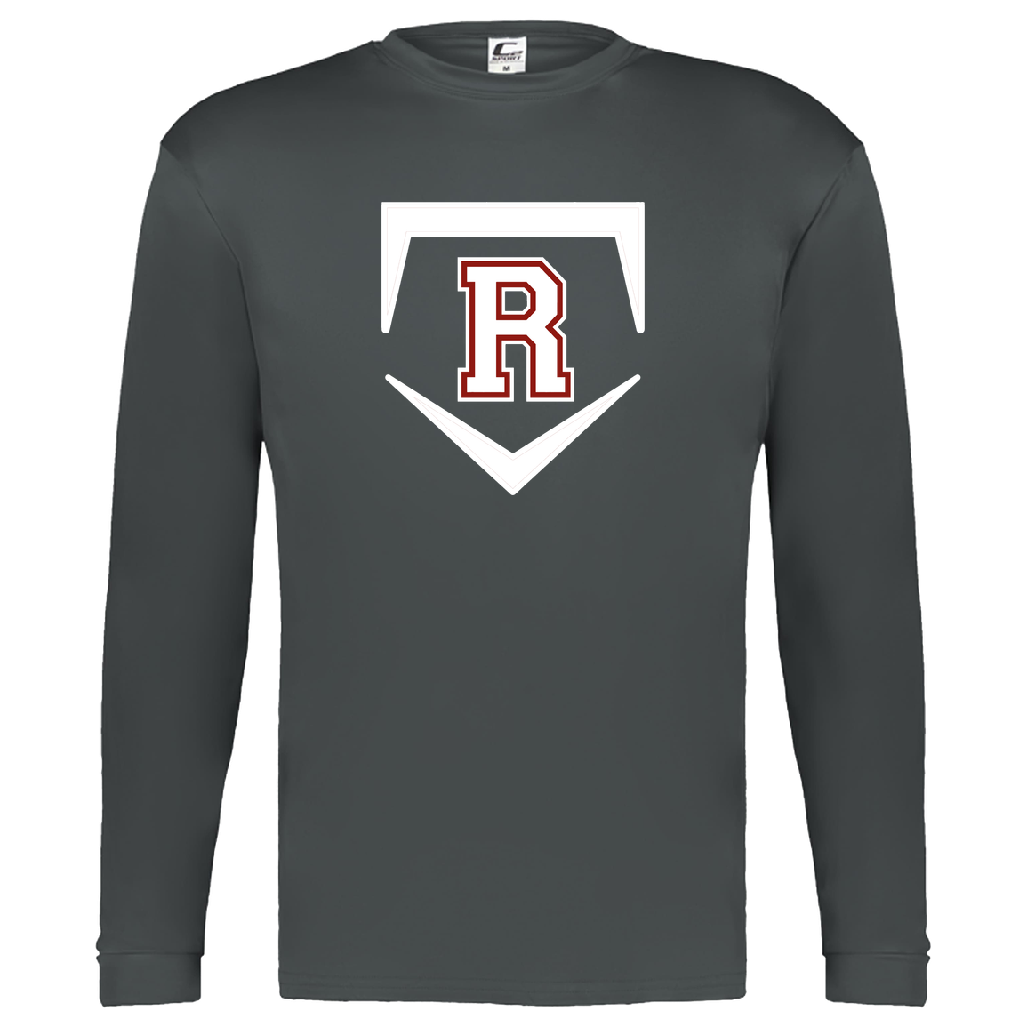 rally-softball-rally-base-original-white-c2-kids-performance-long-sleeve-tee — Graphite — Front — source sha256 7bdda12c64f2895ed102b4c03755e5d8108dc9d801f12700ab1d3bd37bd0a433 — Color position 2