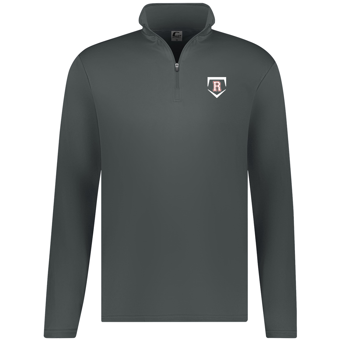 rally-softball-rally-base-original-white-c2-mens-1-4-zip-pullover — Graphite — Front — source sha256 e01845c057a2fd5b45e0418e6ea1fc3a95a9c3fa1c92ee3df584755c9df72fe0 — Color position 2