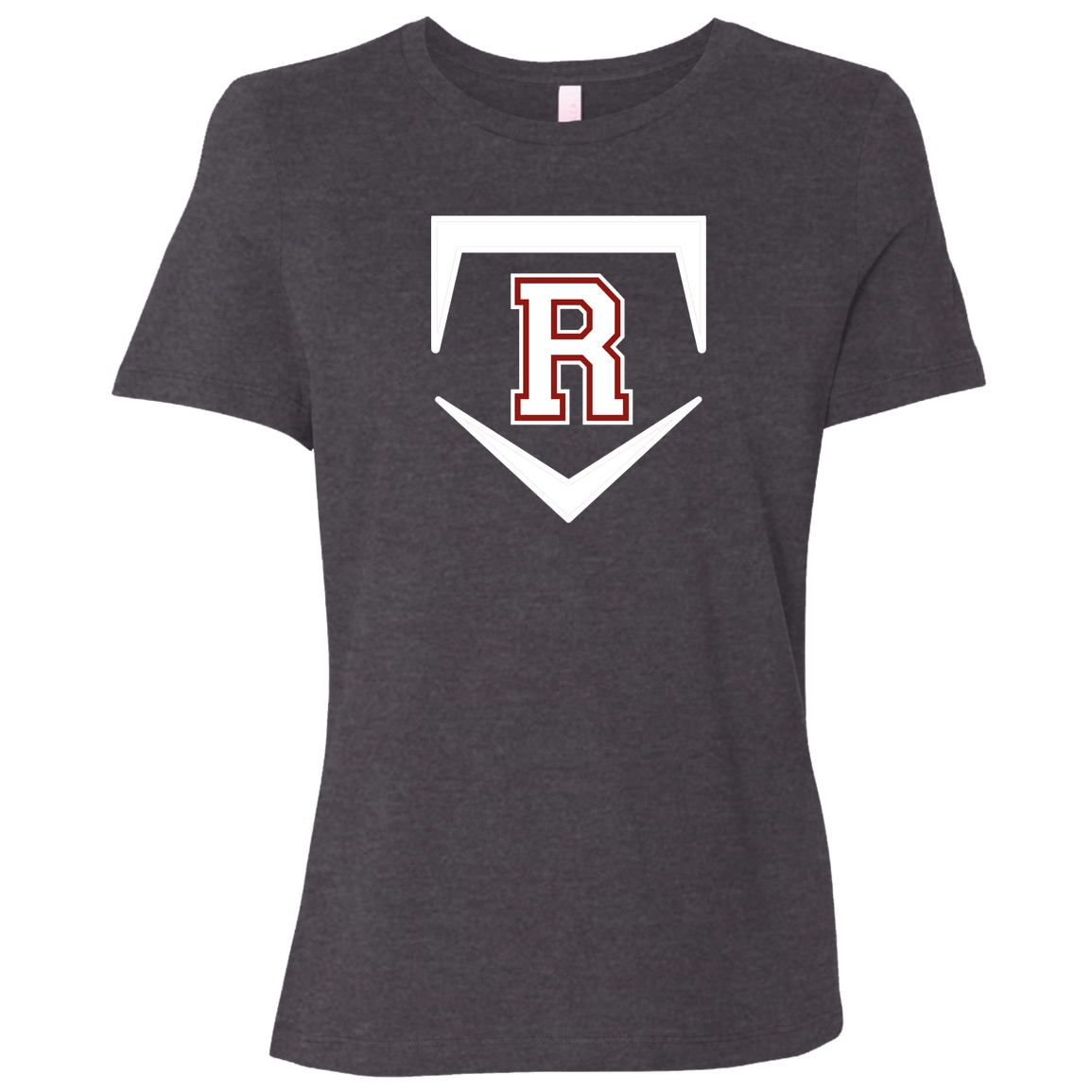 rally-softball-rally-base-original-white-bella-canvas-ladies-relaxed-jersey-short-sleeve-t-shirt — Dark Grey Heather — Front — source sha256 eeddf1aa8fdcc2e1f158f043424d9d7f6951b954e80f395bfd9da4dcbda7620b — Color position 2