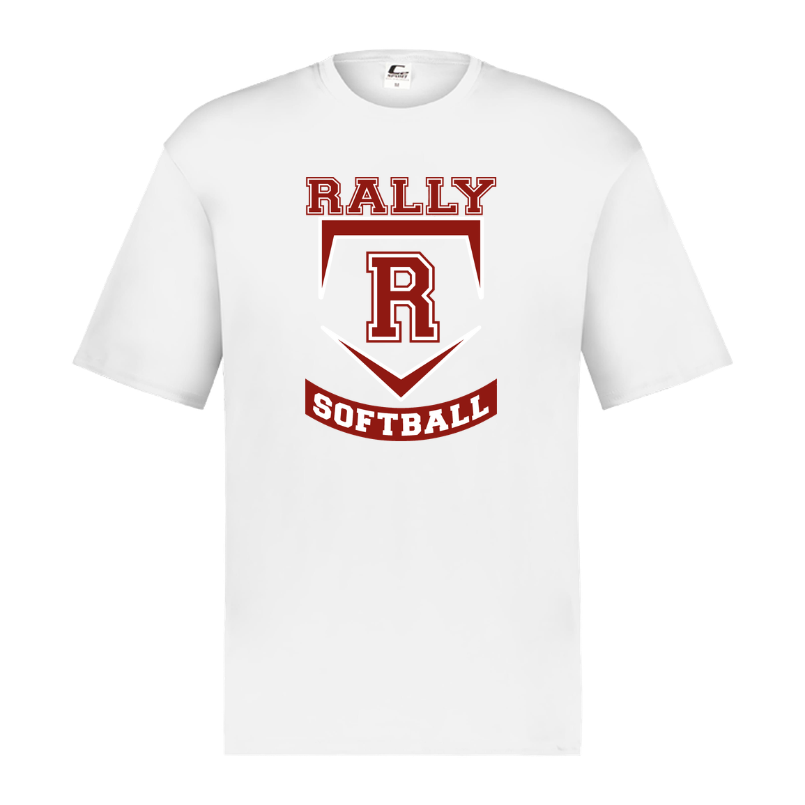 rally-softball-base-c2-mens-performance-short-sleeve-tee — White — Front — source sha256 1c5ab6baca64f43697355c47cd7d174ef2bde253cd37ad52698c0de812c3a328 — Color position 4