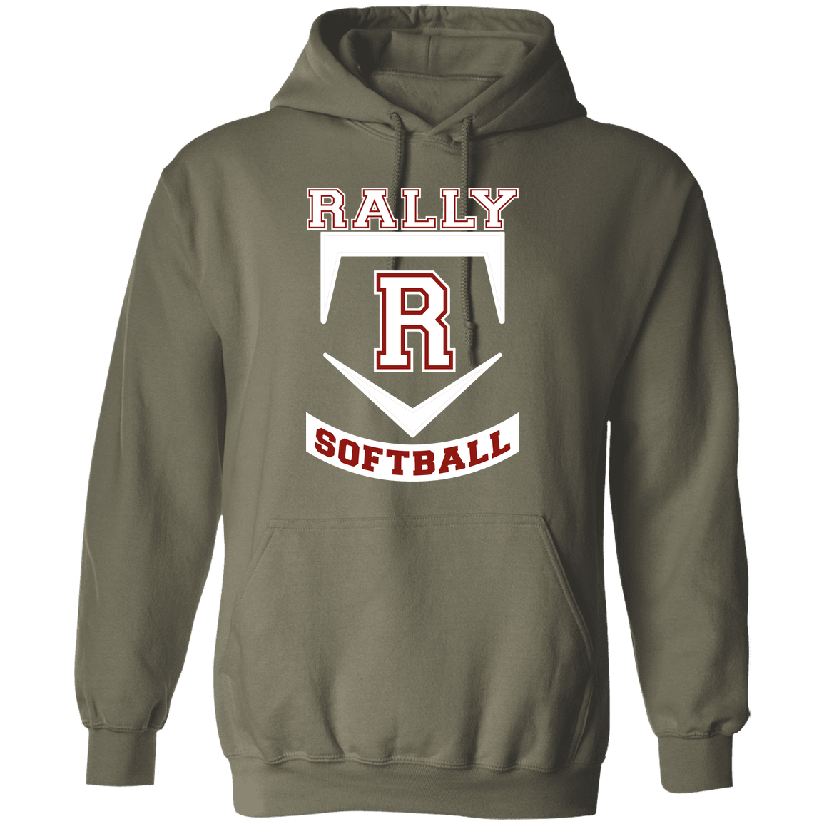 rally-softball-base-white-gildan-pullover-hoodie — Military Green — Front — source sha256 1cd958cb43e2666070f388f8471b5614b1de20022483e755ddefd7c4ede2a2fe — Color position 3