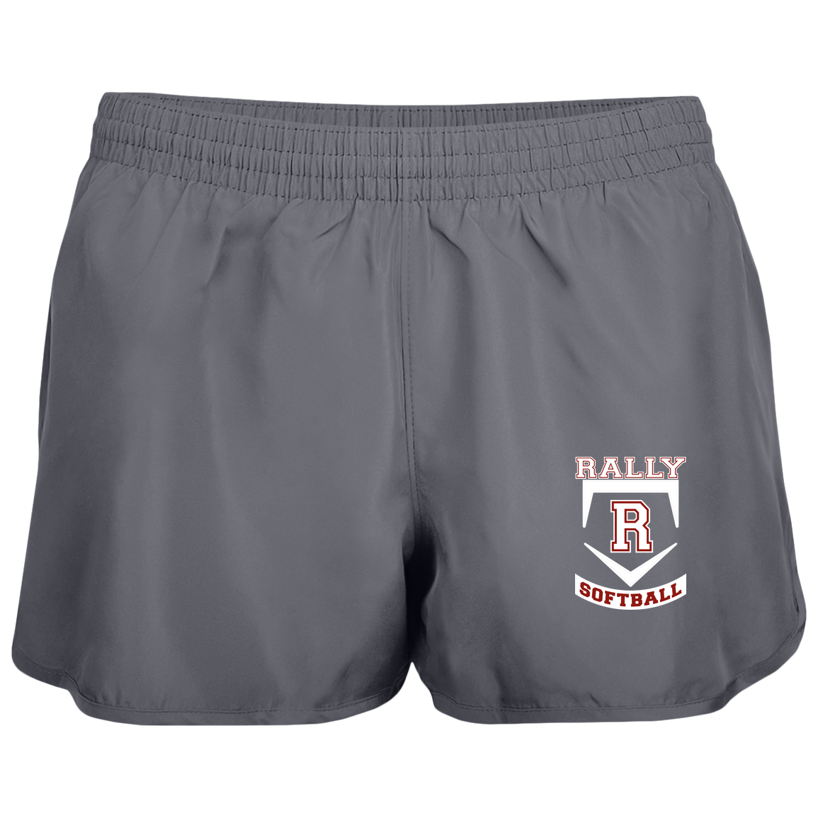 rally-softball-base-white-augusta-ladies-wayfarer-running-shorts — Graphite — Front — source sha256 985e876882f6c2ca3b19f68aaaeb24f18b9f321ec03de609f5f2010a8e51901e — Color position 2