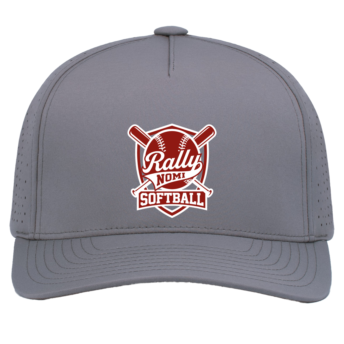 rally-softball-rally-shield-white-pacific-headwear-weekender-perforated-snapback-cap — Graphite — Front — source sha256 8737a4c2f695d10e17472e4401beb88037d41d95a0ce8b3174a74ecc66564a9c — Color position 4