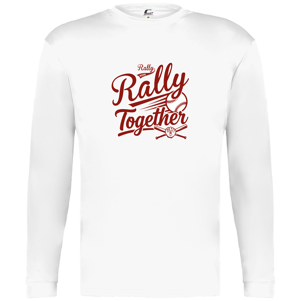 rally-softball-rally-together-c2-mens-performance-long-sleeve-tee — White — Front — source sha256 6c70877b184f7284ed85844d83d192d698577d73b73d76f8791a519a9f22715e — Color position 4