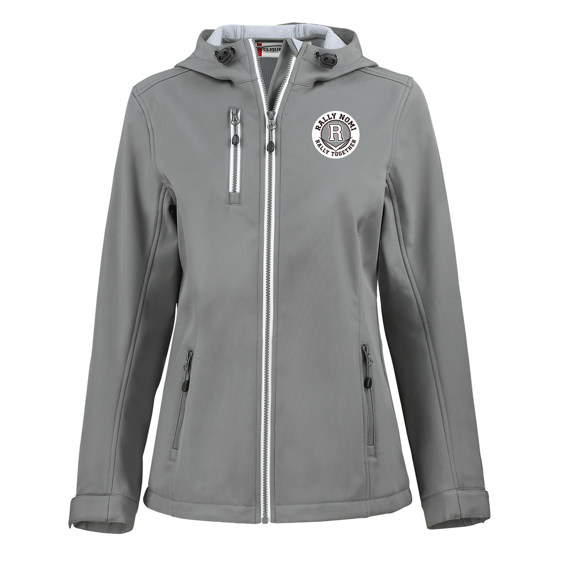 rally-softball-rally-together-circle-white-clique-womens-eco-stretch-softshell-jacket — Slate — Front — source sha256 082b439c72d40bb55e64656a2f37582936e1bb77d9ca8ea461985416ff6492f3 — Color position 2