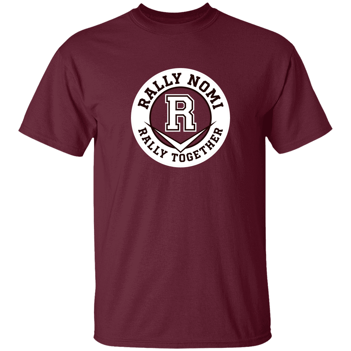 rally-softball-rally-together-circle-white-gildan-5-3-oz-t-shirt — Maroon — Front — source sha256 e4f37a5c1acbfcc299161e21ed198e0e58bb747556cd84593be38a1dc6f17bb4 — Color position 3