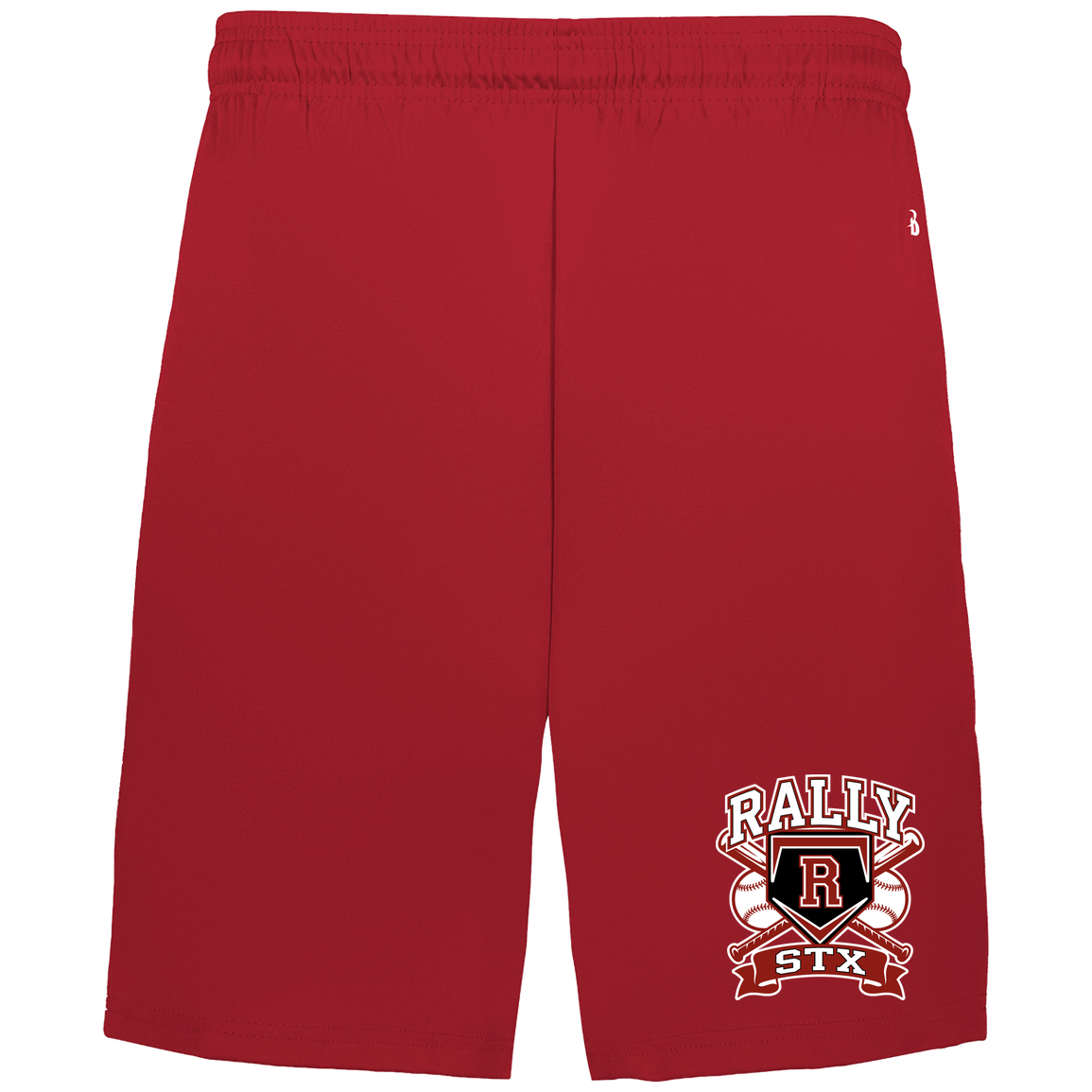 rally-stx-bold-mascot-badger-adult-b-core-7-inch-short-with-pockets — Red — Front — source sha256 49fd034f99cfabb499a8bcdc09f1f9ecb1dc6ebb6d81a685fc41687f2faeac37 — Color position 4