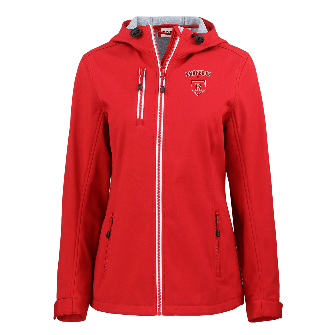 rally-stx-property-of-clique-womens-eco-stretch-softshell-jacket — Red — Front — source sha256 0306bcd11cdfa9cac2a3c70e0601cb8f92dfe17608319f001ee39dfea256d604 — Color position 3
