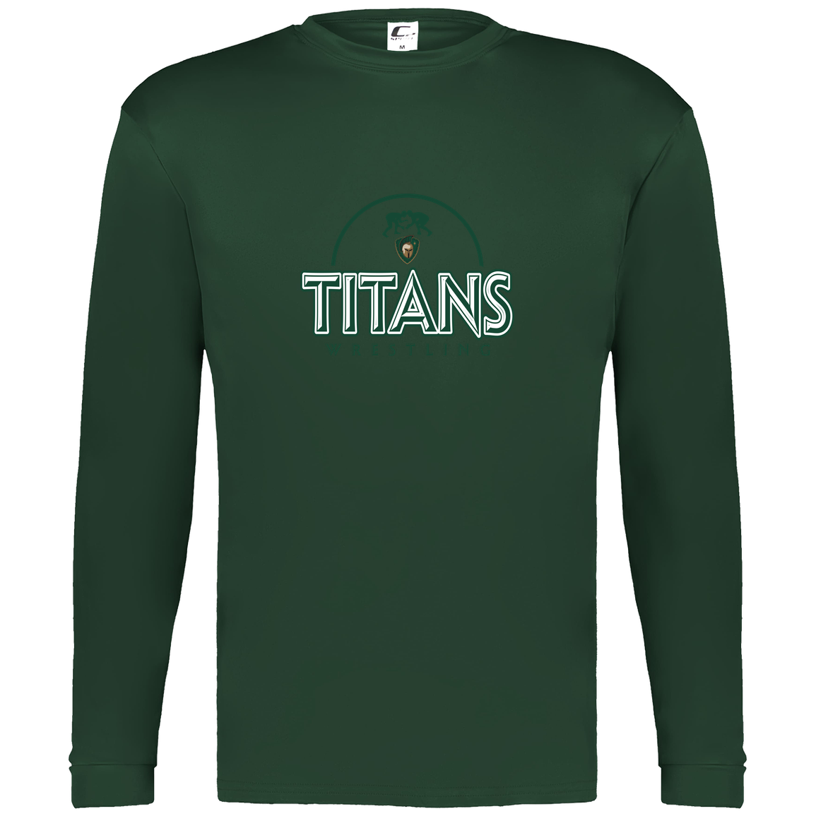 tc-titans-ball-dome-2-c2-mens-performance-long-sleeve-tee — Dark Green — Front — source sha256 0a0b6abc22bad0cdb3ac62cb2aebc3f7e00f3cbf4ece3bbe04d677bee8c5ae5a — Color position 5