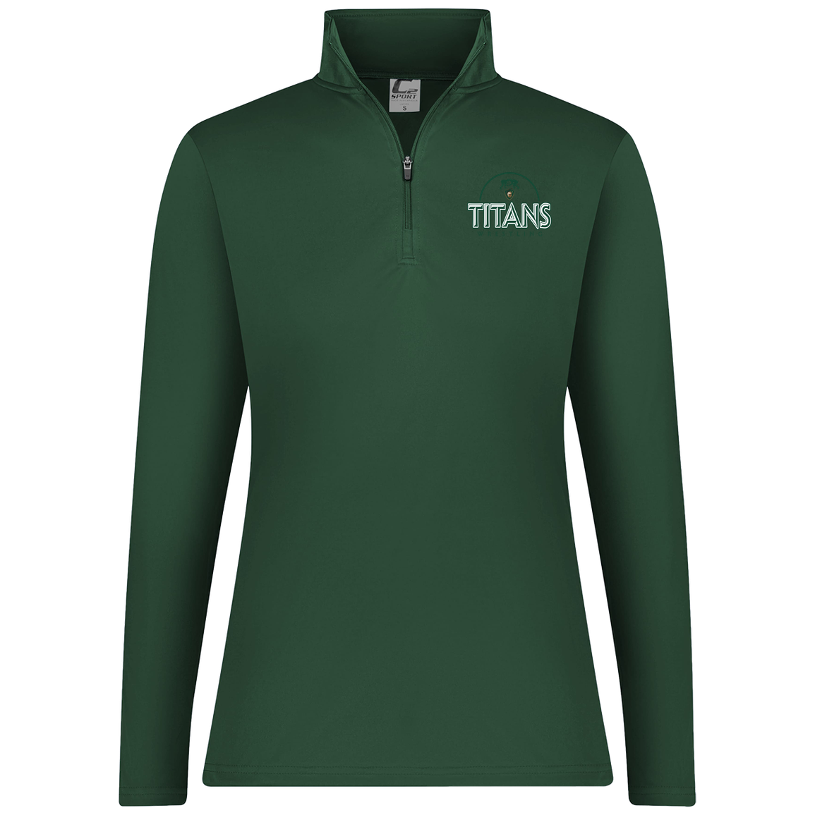 tc-titans-ball-dome-2-c2-womens-1-4-zip-pullover — Dark Green — Front — source sha256 9a3eee09443578bab84bc39f363376e64b4508cec596793e90b22aef7400efe3 — Color position 5