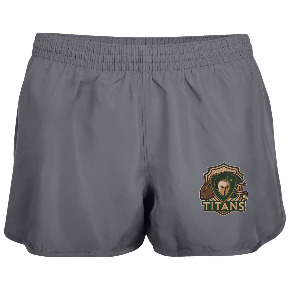 tc-titans-football-crest-v2-augusta-ladies-wayfarer-running-shorts — Graphite — Front — source sha256 18f62f544130d258c30b9df30b2cd69edf1ee2bf724054528ff0c33b500c5357 — Color position 2
