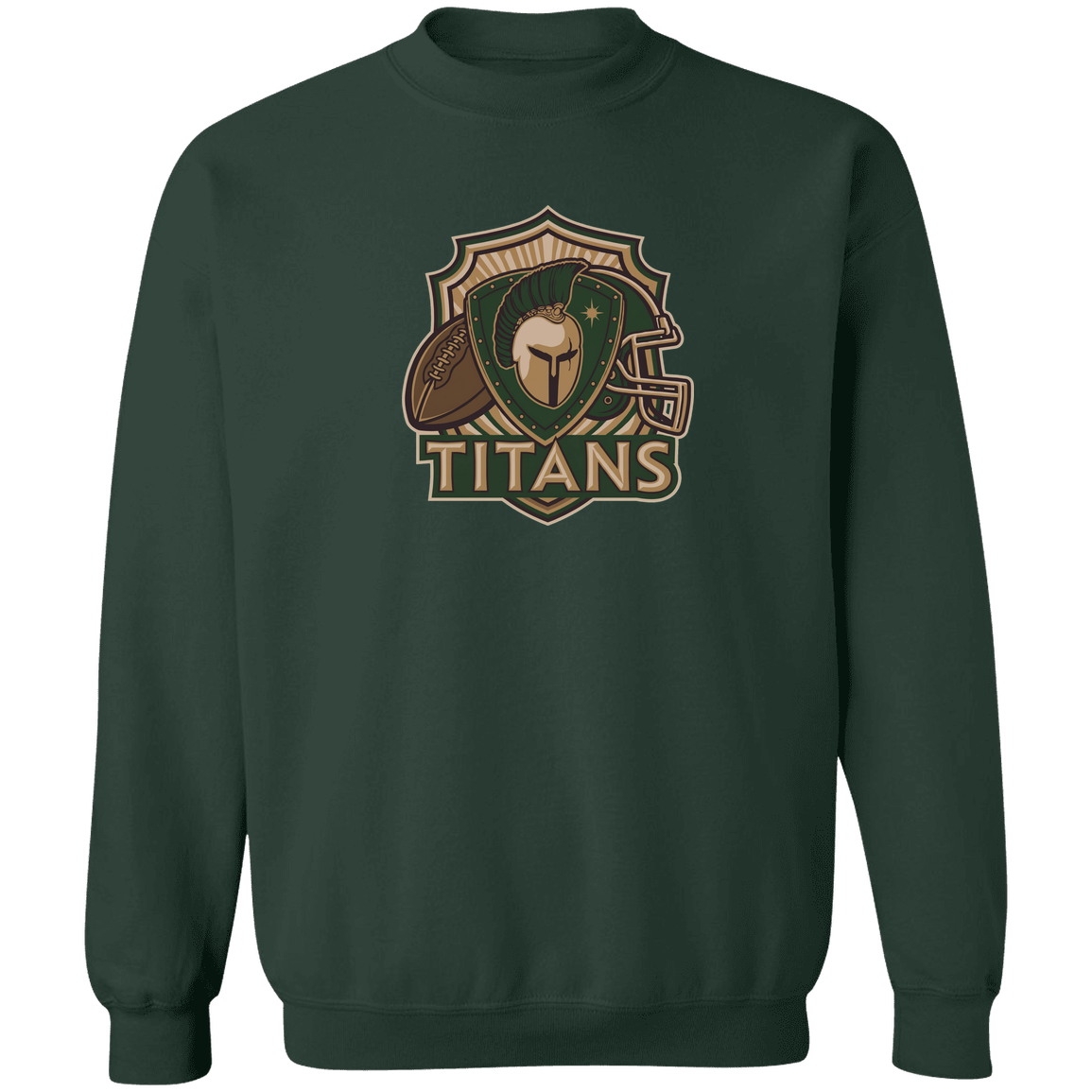 tc-titans-football-crest-v2-gildan-crewneck-pullover-sweatshirt — Forest Green — Front — source sha256 ad67a59d81112a792c4209a128f573ed1e0b98e14c44d4db39b5ce28a5352c1e — Color position 7