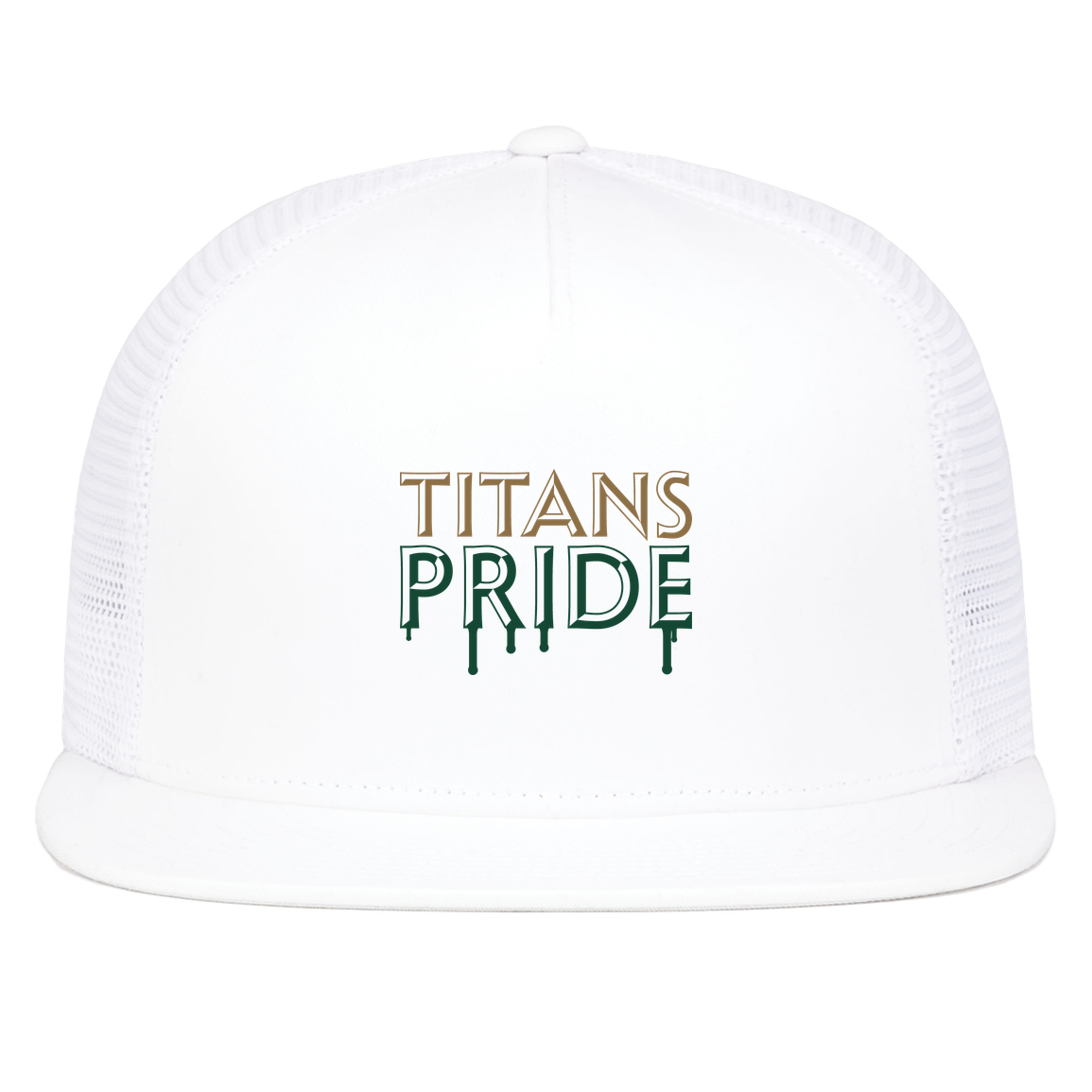 tc-titans-pride-drip-pacific-headwear-d-series-5-panel-trucker-snapback-cap — White — Front — source sha256 e2ed8d12aba971c00bc4c215f9b1fe8bab5782229aea98455925c454968efa1e — Color position 5