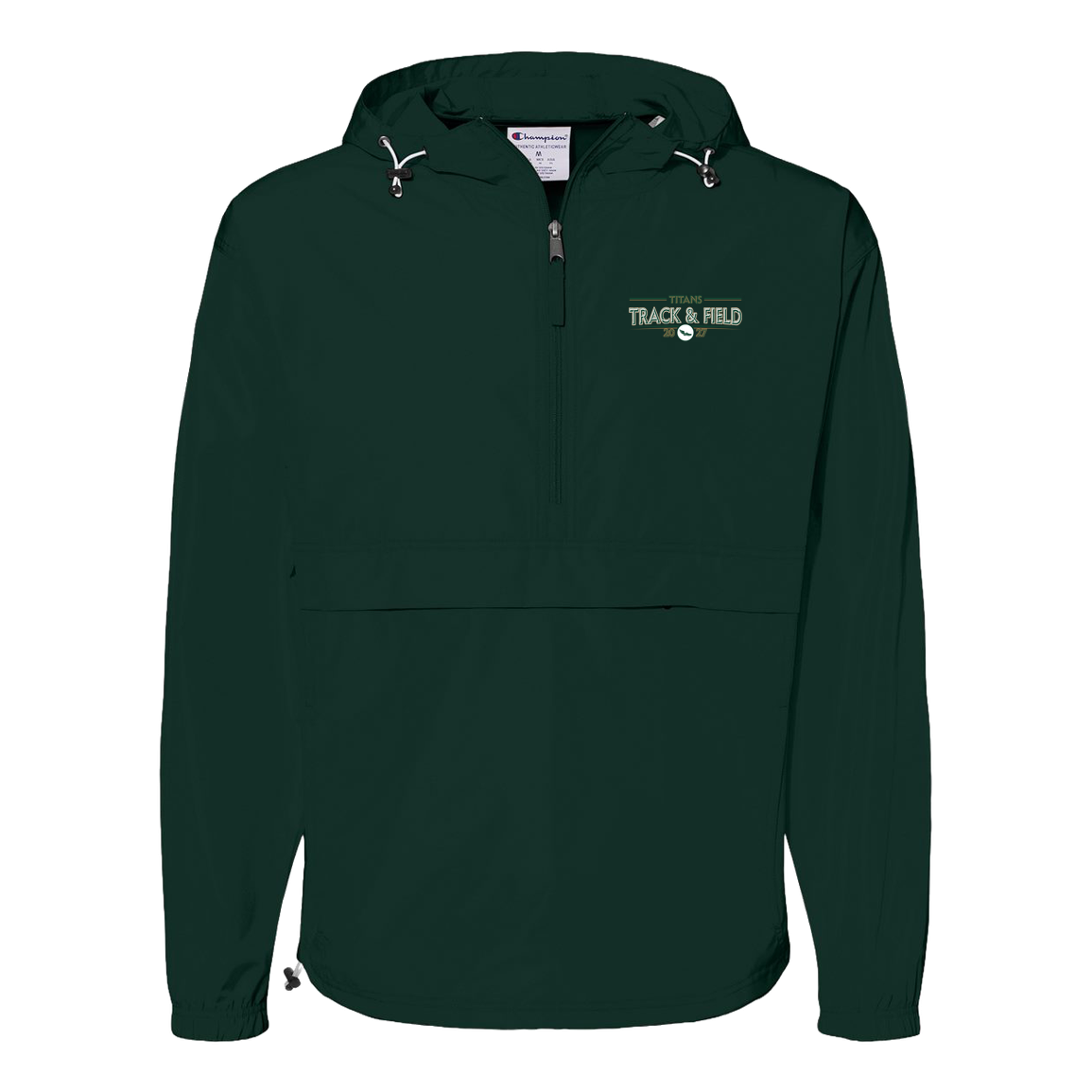 tc-titans-retro-winged-foot-champion-unisex-packable-anorak-jacket — Dark Green — Front — source sha256 3fc94fd30377b86e1ac1a1069cc3bb81bf6c948b0dbbd46a38a5453659a30cff — Color position 3