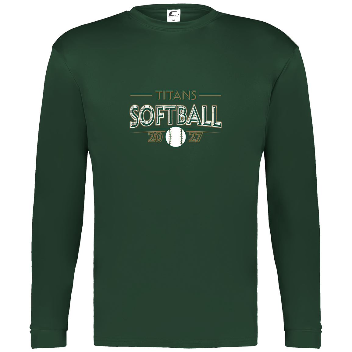 tc-titans-season-arc-c2-mens-performance-long-sleeve-tee — Dark Green — Front — source sha256 494cf5ba8983f288d2e0e14967f254d0b52edde5727dee75c2fab4344585dff7 — Color position 5