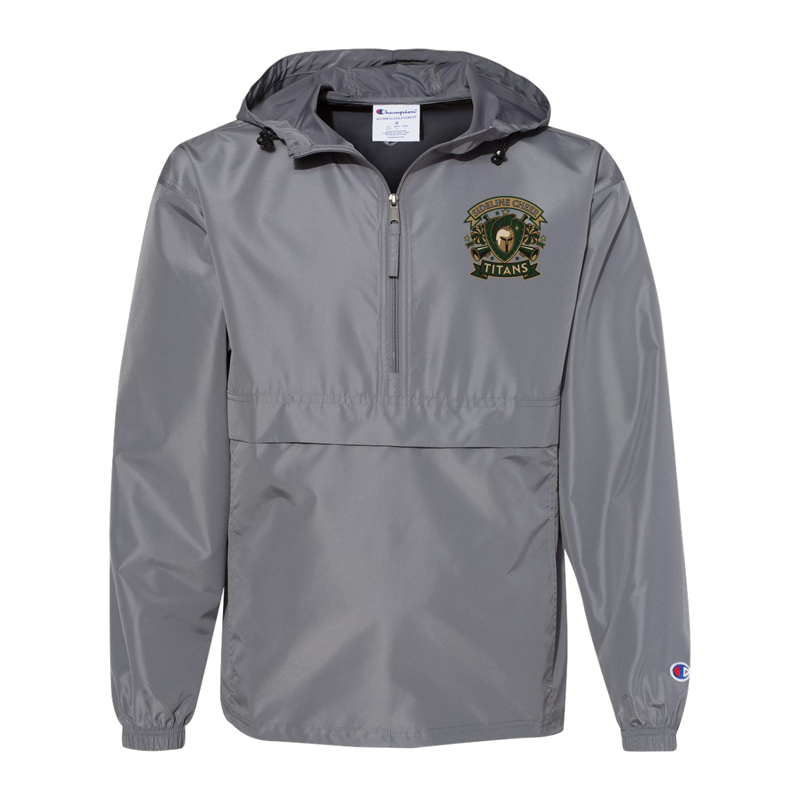 tc-titans-sideline-cheer-insignia-champion-unisex-packable-anorak-jacket — Graphite — Front — source sha256 dcb12dad9e239bde22ec36c7c5df0163bb5e220ca7db187154739070cb20d261 — Color position 2