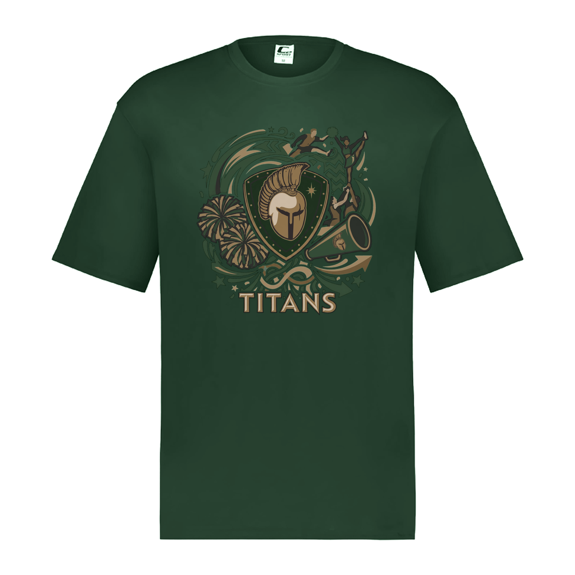 tc-titans-sideline-cheer-rally-v2-c2-mens-performance-short-sleeve-tee — Dark Green — Front — source sha256 4078e886a504885a9e10f361605ad2e566db5a2f50b8b024b9bd0d1cc72b6061 — Color position 5
