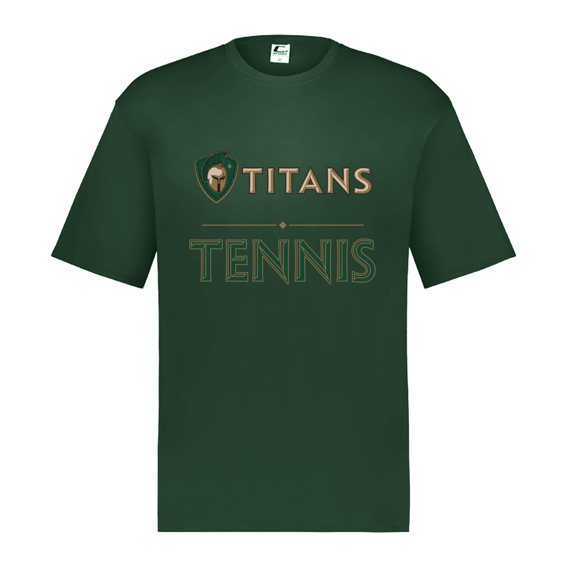 tc-titans-tennis-basic-c2-mens-performance-short-sleeve-tee — Dark Green — Front — source sha256 f2e9965c934c0b18b2604dfa0b7c3b84615e6642c1bb1fd0115f3907a68f838f — Color position 5