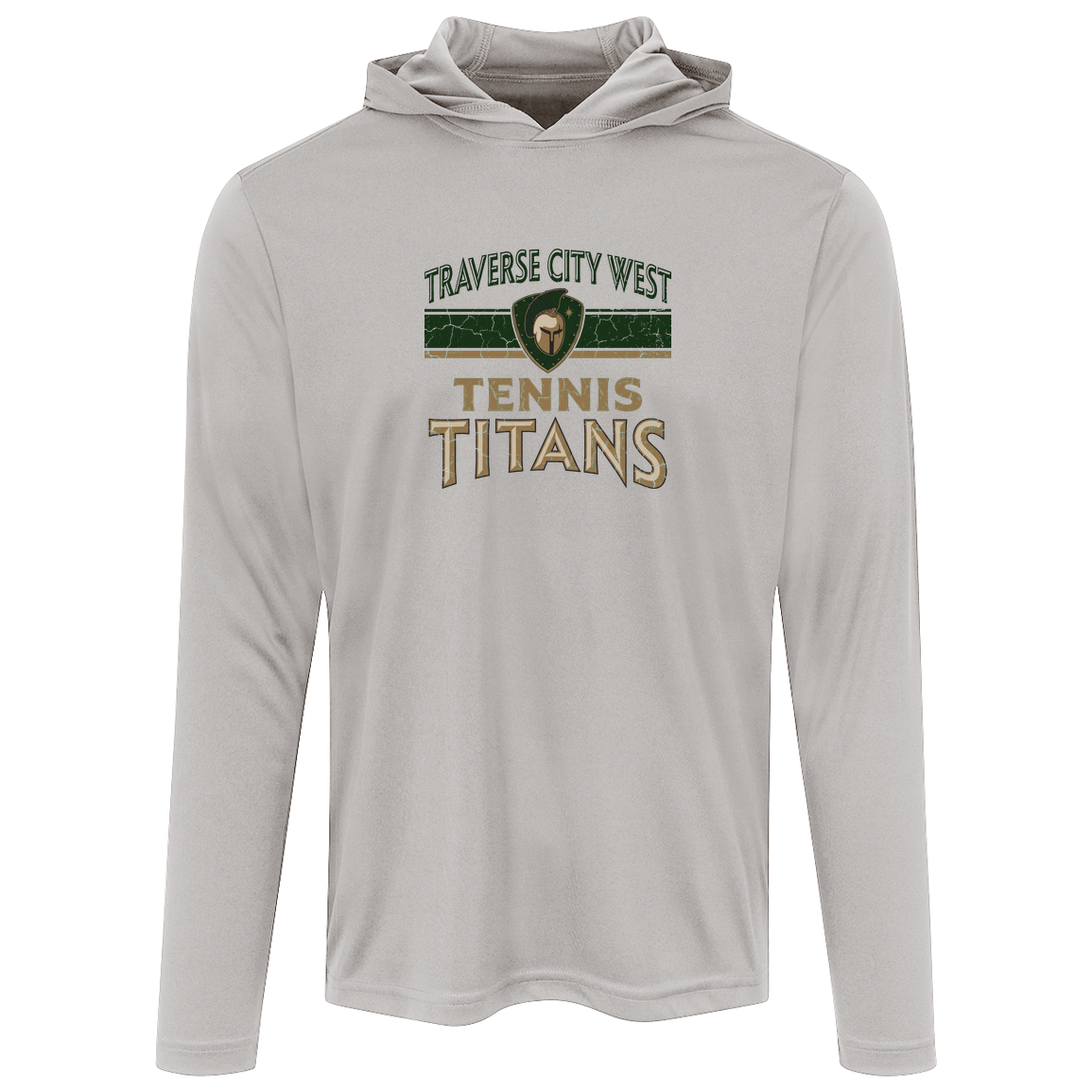 tc-titans-tennis-vintage-distressed-sport-tek-mens-competitor-hooded-tee — Silver — Front — source sha256 b71071d31ec6dbdbaa4db1f9830de81cd494f247bb723a04e3b7c55a3255e503 — Color position 3