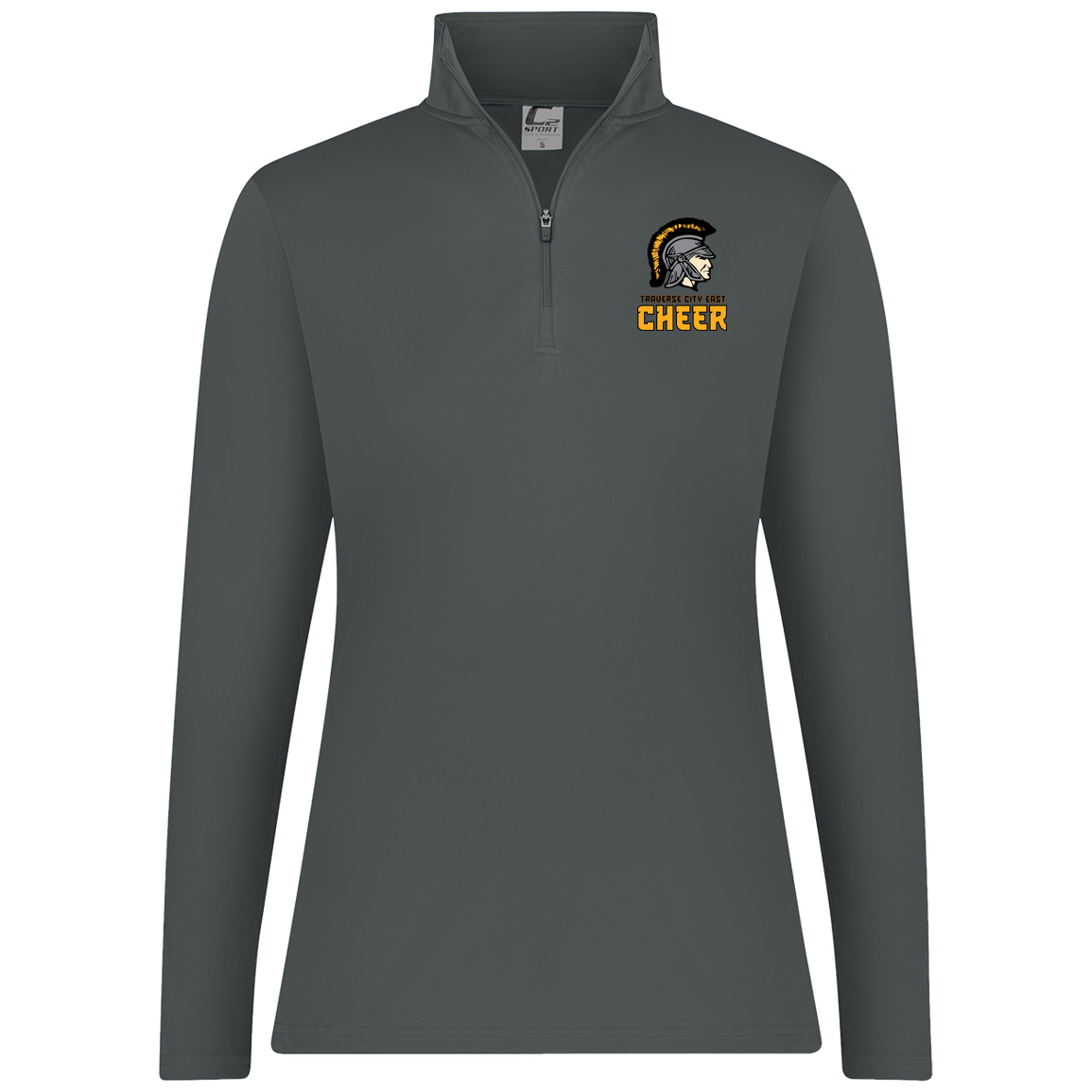 tc-trojans-cheer-basic-v2-c2-womens-1-4-zip-pullover — Graphite — Front — source sha256 cbd4b56698027c1782d379983a9edd67c91ec260c81d3da8167c6865470e247f — Color position 4
