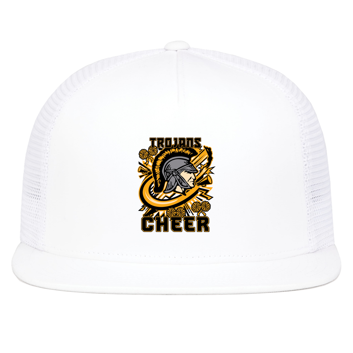 tc-trojans-cheer-rally-v2-pacific-headwear-d-series-5-panel-trucker-snapback-cap — White — Front — source sha256 d0de55a8d44d742667d07aa83cbc8a67ea1836f00d40cecd86a2b5ef98a91376 — Color position 5