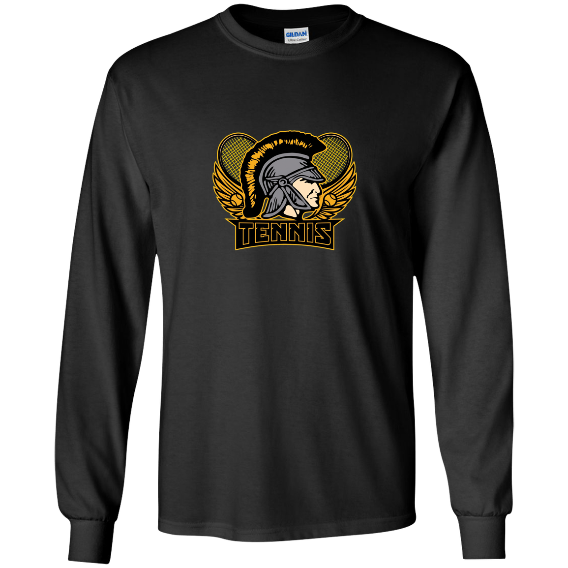 tc-trojans-tennis-insignia-v2-gildan-youth-ls-t-shirt — Black — Front — source sha256 3a3989a78b0a5d9f4c28bfca6f86455195d63000e0fbd83044f8f2017ab7a529 — Color position 3