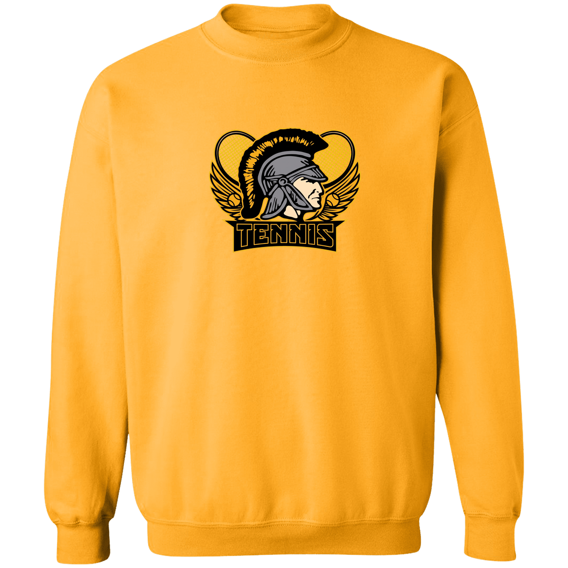 tc-trojans-tennis-insignia-v2-gildan-crewneck-pullover-sweatshirt — Gold — Front — source sha256 fc0810eb6416cf82d66f88208e105123795f9923927f1a7ed7f74298cb39aa2e — Color position 7
