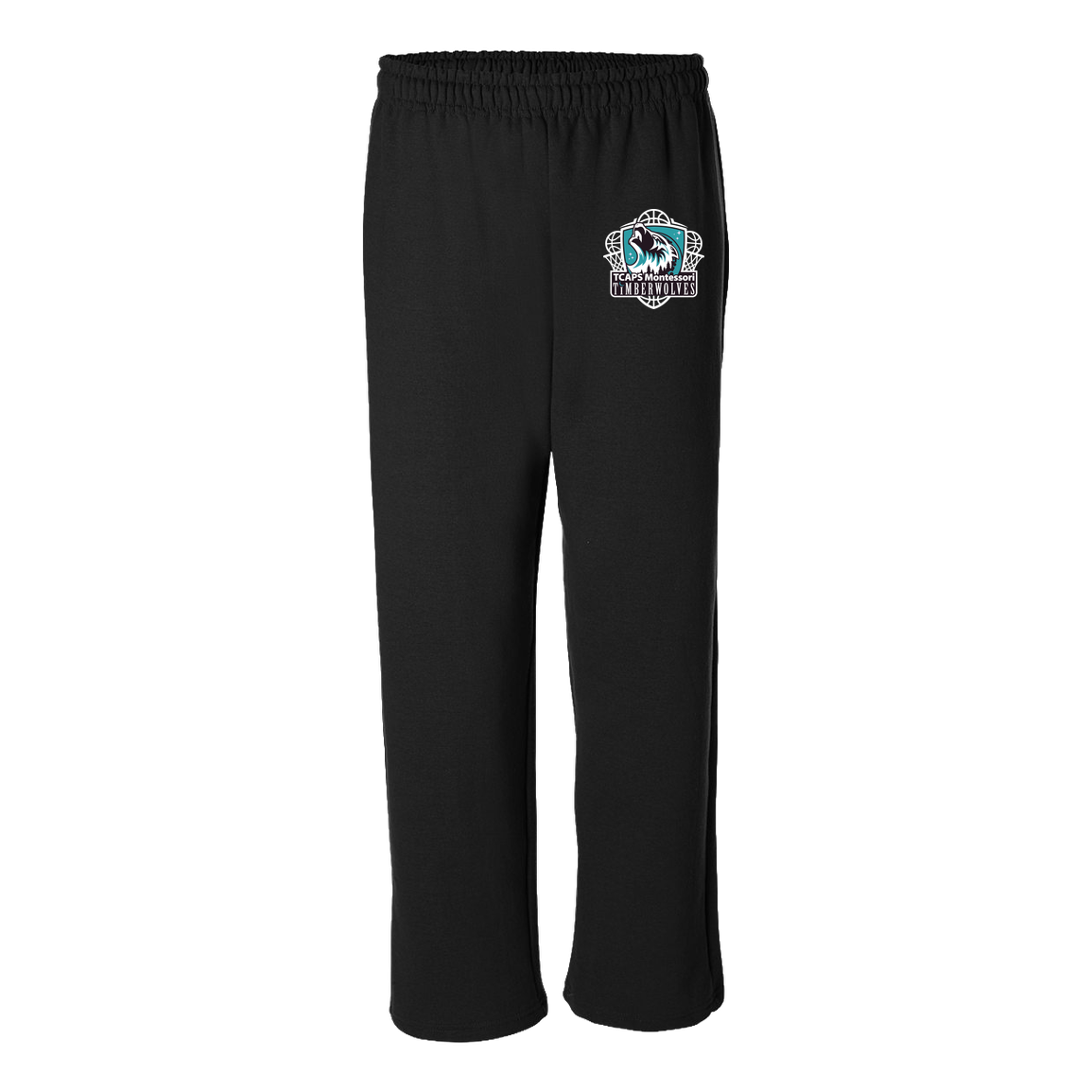 tcaps-montessori-howling-timberwolf-white-gildan-adult-heavy-blend-open-bottom-pant — Black — Front — source sha256 515943cfd015d3b990d6eee769b2caecdc17313bdd2d1d202aa2b9cced305a02 — Color position 1