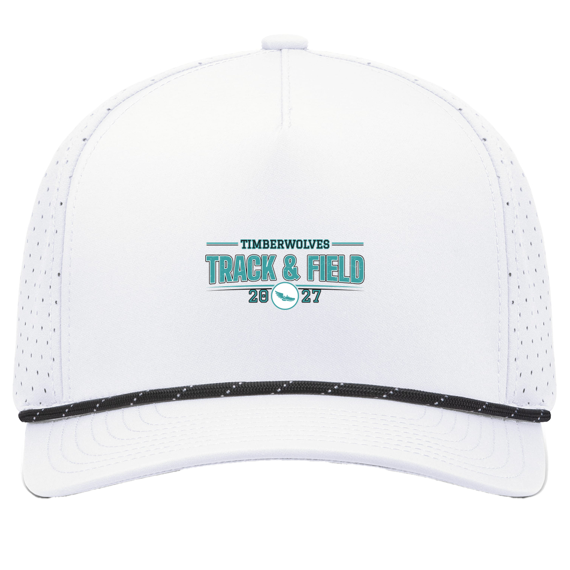 tcaps-montessori-season-arc-2-pacific-headwear-weekender-perforated-snapback-cap — White/Black — Front — source sha256 009b65bb18760cd8331c2d35df8c01c0343a158e882c3dabf1cd387d71e66ad3 — Color position 7
