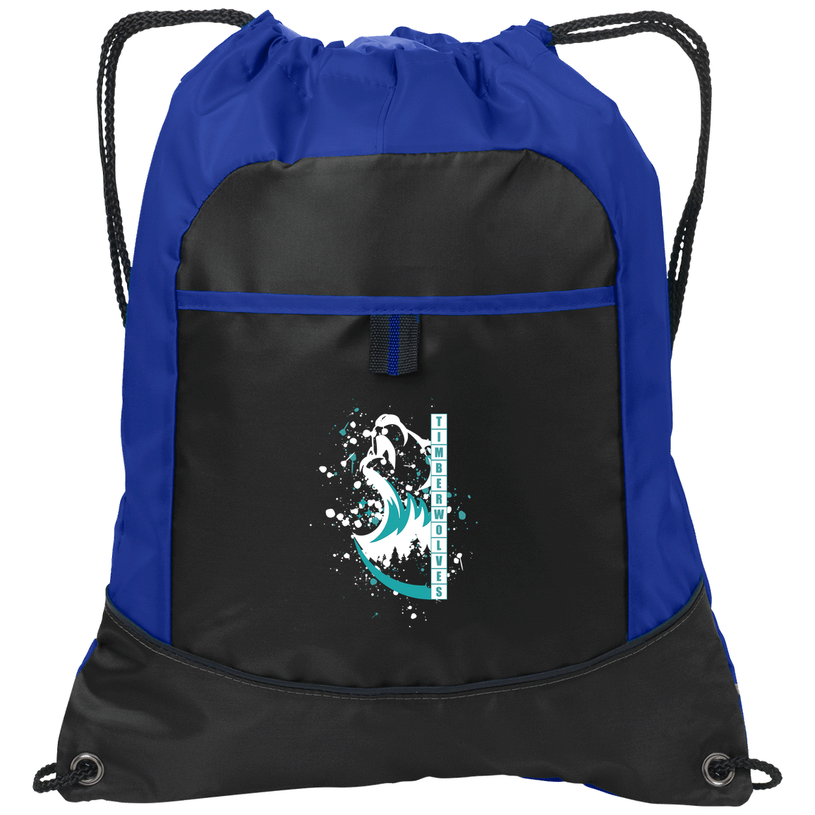 tcaps-montessori-split-mascot-white-port-authority-pocket-cinch-pack — Black/Hyper Blue — Front — source sha256 5b3e30e2b9948fec76847fc60ca6af00c2997dbefeec7a37ac652adb5774cfbb — Color position 2