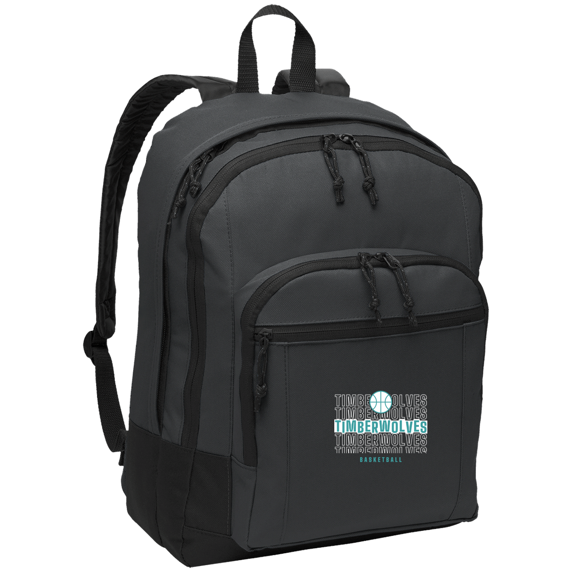 tcaps-montessori-stacked-hoops-white-port-authority-basic-backpack — Dark Charcoal — Front — source sha256 5c8723b3ce0da7f6a7d66dc2954c1f43f8e4abaeca954e8bee4c25fa4f8f1f37 — Color position 2