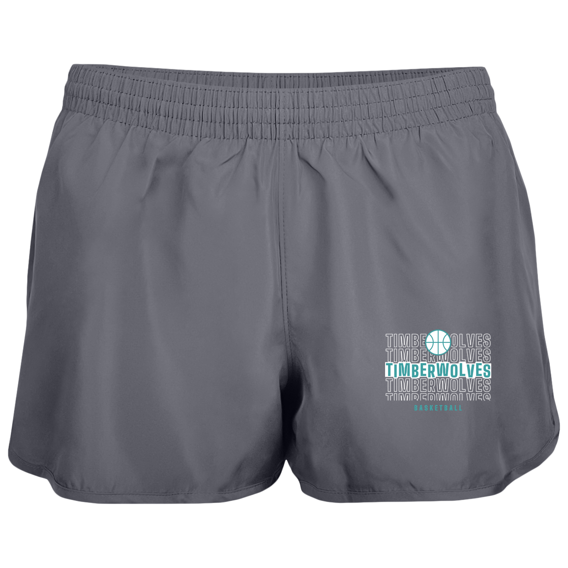 tcaps-montessori-stacked-hoops-white-augusta-ladies-wayfarer-running-shorts — Graphite — Front — source sha256 5f884c04581f328675ec8e372a6775cb4508ab9e2c0ed6592ffee33e9a35300f — Color position 2