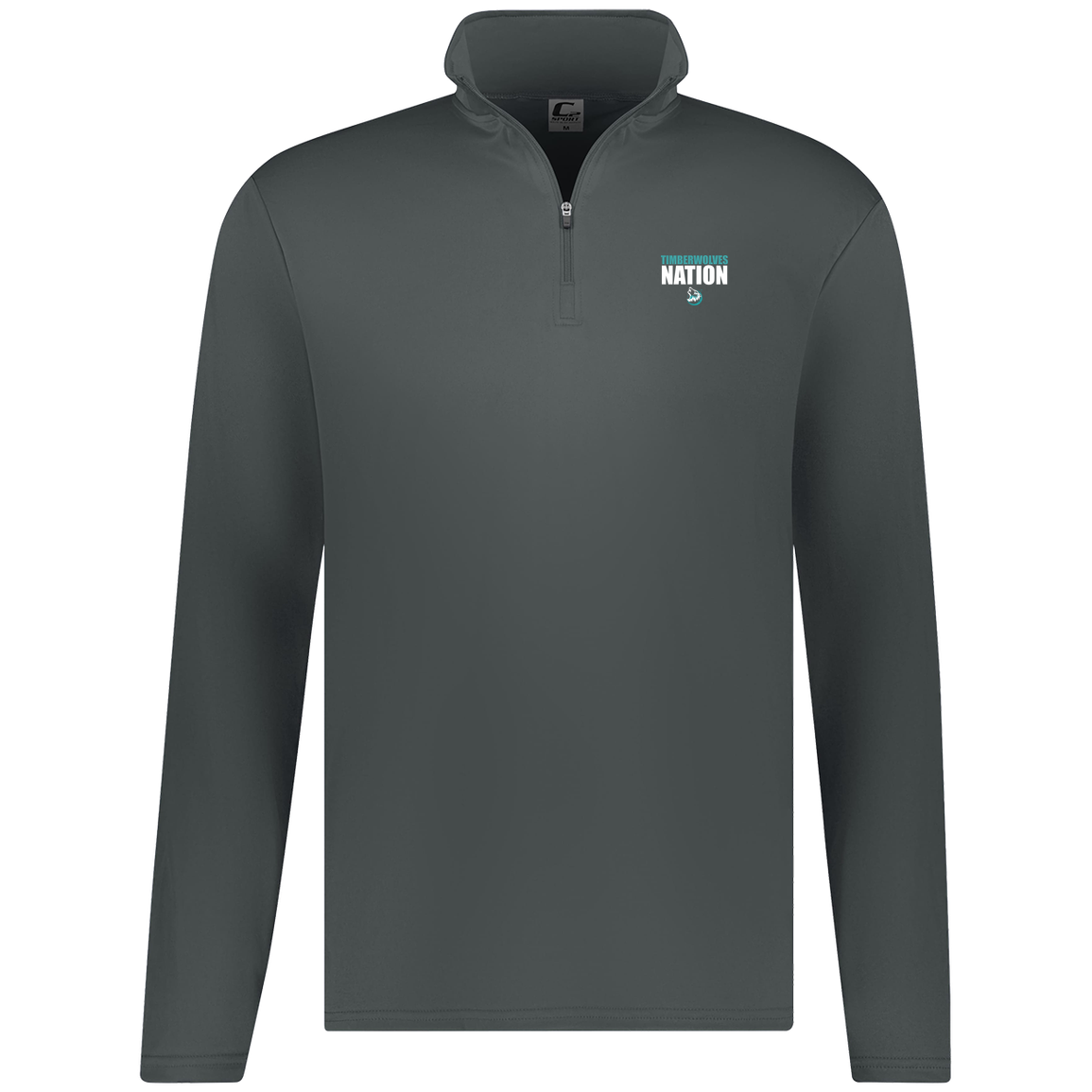 tcaps-montessori-timberwolf-nation-white-c2-mens-1-4-zip-pullover — Graphite — Front — source sha256 1e84c2f55520b5dbf143bb9ce5f51a12cc3ba2d0aa781e084d3c3ef3dfcb4a67 — Color position 2